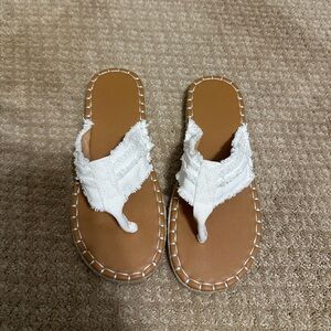 Brand New Tan and White Flip Flops
